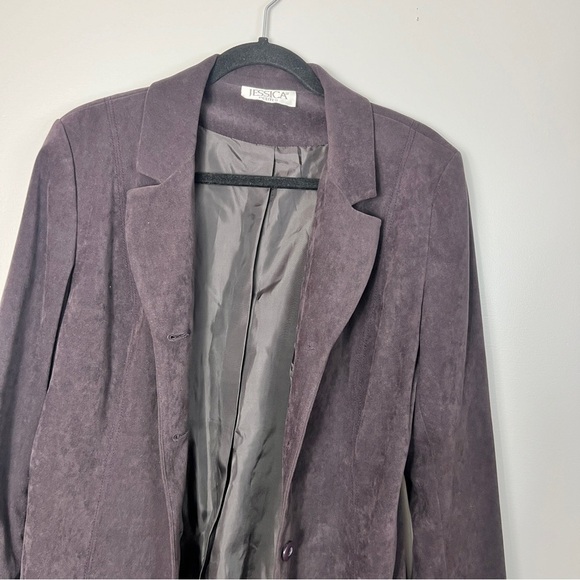 Jessica Purple Brown Longer Blazer Button Up Tailored Suit Jacket women Size 8P - Picture 9 of 12